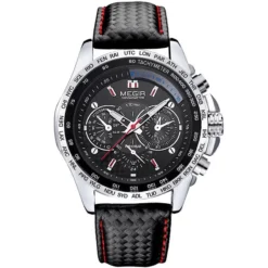 Megir 1010 Mens Leather Quartz Watch