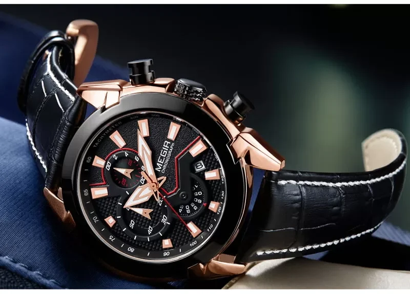 Megir 2065 Mens Genuine Leather Chronograph Watch - Black/Gold HTB1zmlDcfBNTKJjSszcq6zO2VXaW jpg