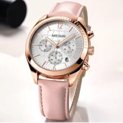 Alternative view of Megir 2115 Womens Chronograph Genuine Leather Watch - Pink