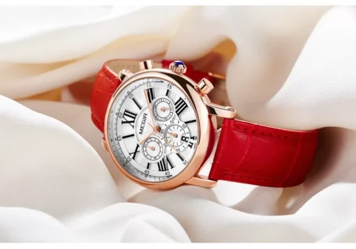 Megir 2058 Womens Chronograph Watch - Red - Image 2
