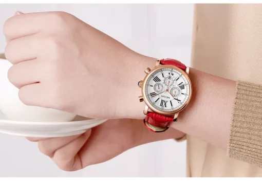 Megir 2058 Womens Chronograph Watch - Red - Image 3