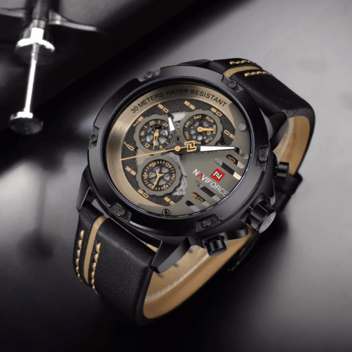 Naviforce 9110 Mens Chronograph Watch - Black - Image 3