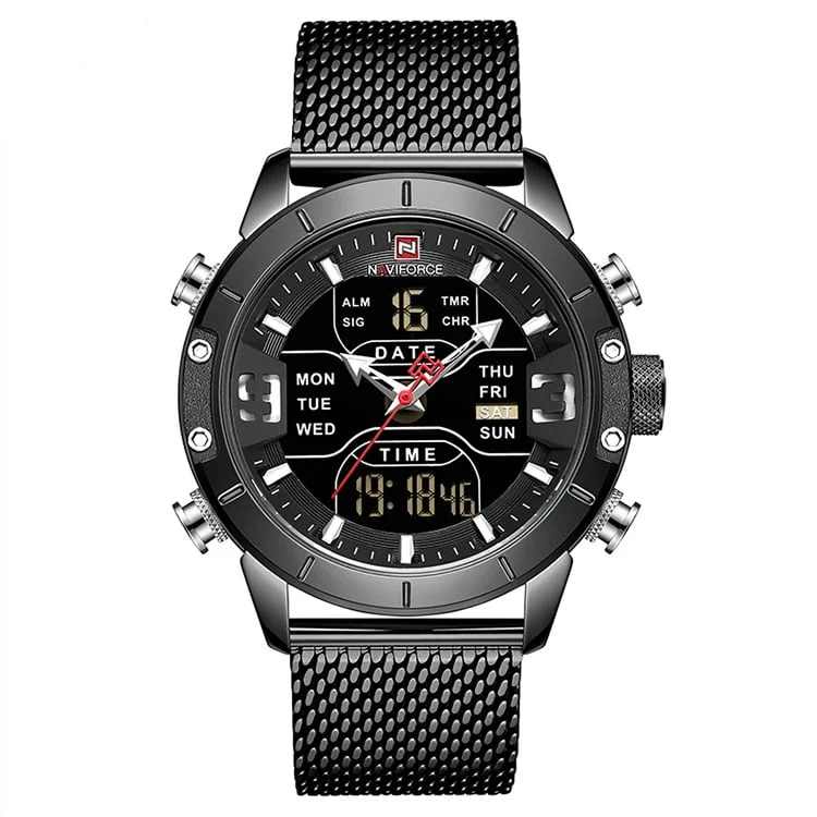 Naviforce 9153 Mens Digital/Analog Watch - Black