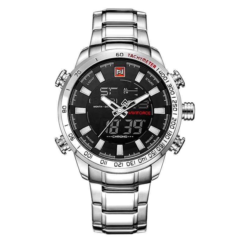 Naviforce 9093 Mens Digital/Analog Watch - Silver