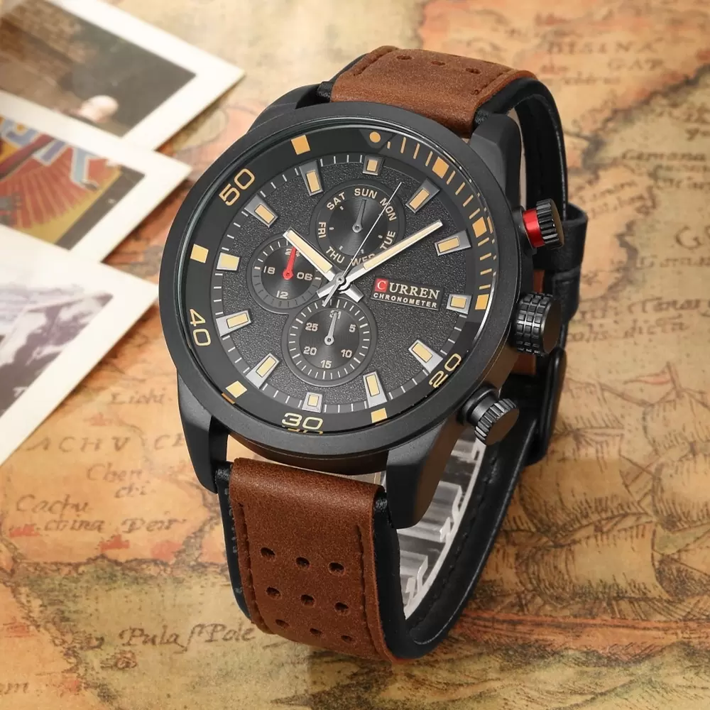 Curren 8250 Mens Quarts Analog Watch - Brown