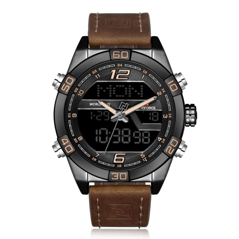 Naviforce 9128 Mens Analog/Digital Watch – Brown/Black