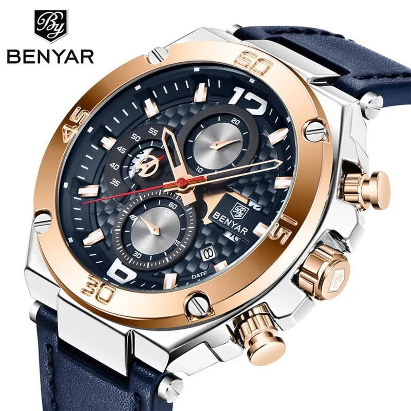 Alternative view of Benyar 5151 Mens Chronograph Watch - Blue/Silver