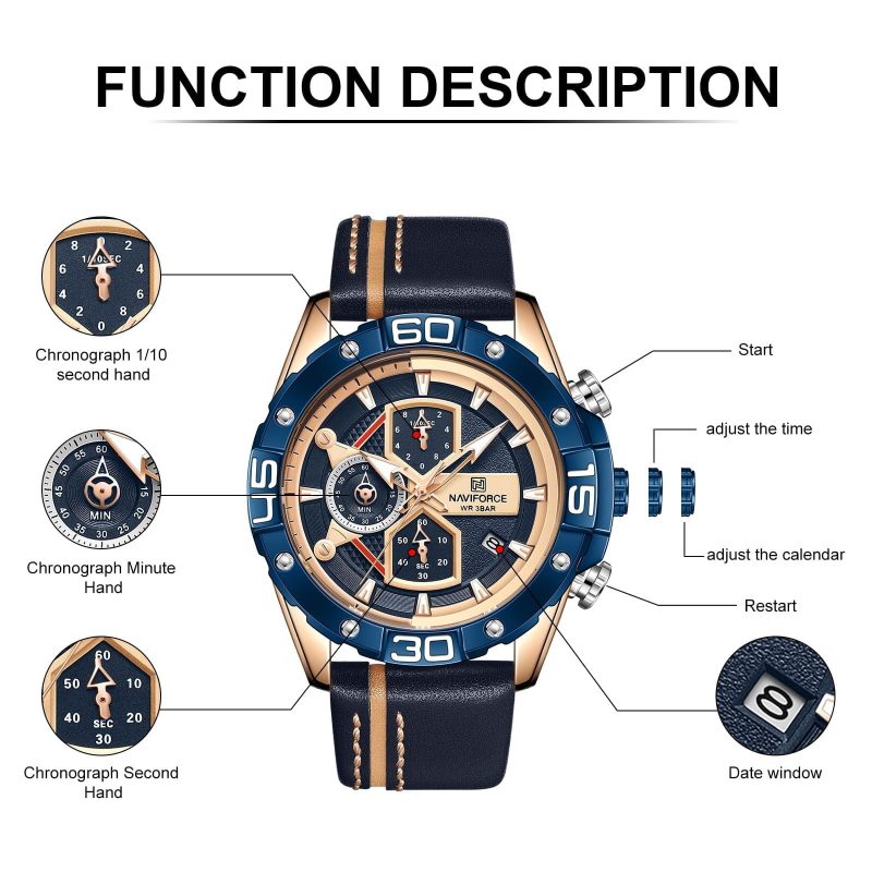 Naviforce 8018 Mens Chronograph Watch - Blue H96fd05f50d4948adaad7495519674874b