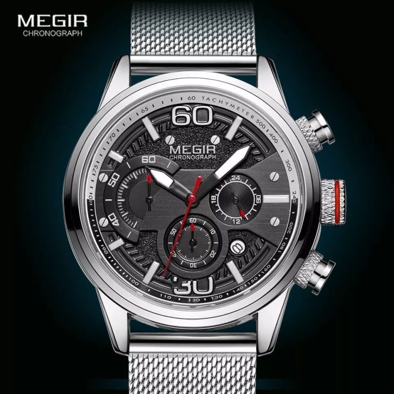 Megir 2110 Mens Chronograph Watch - Silver Mesh 1457289062 617068742