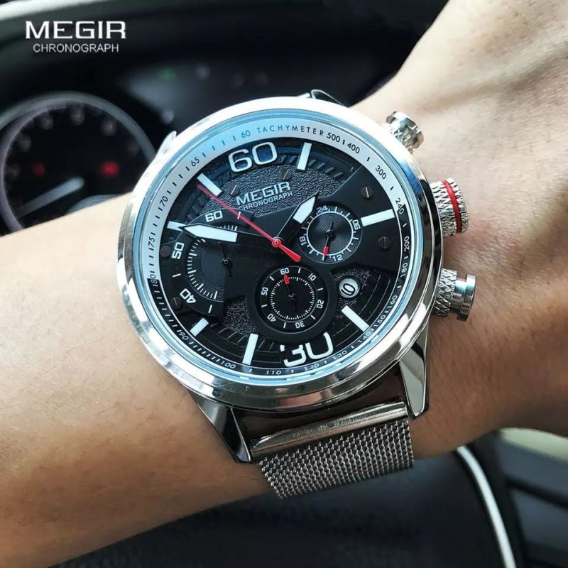 Megir 2110 Mens Chronograph Watch - Silver Mesh 367269016 250989198