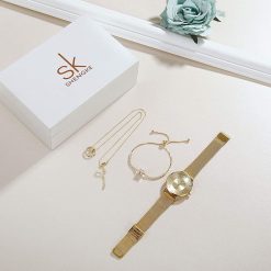 Alternative view of Shengke K0059 Jewelry Set (Bracelet, Necklace & Watch) - Gold