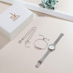 Alternative view of Shengke K0093 Jewelry Set (Bracelet, Necklace & Watch) - Silver