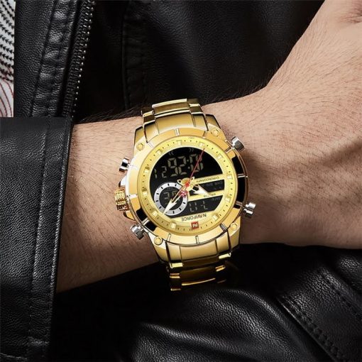 Naviforce 9163 Chronograph Digital/Analog Watch - Gold - Image 5