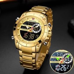 Naviforce 9163 Chronograph Digital/Analog Watch - Gold Hc45299bb30964377a34151dee246fe10Y