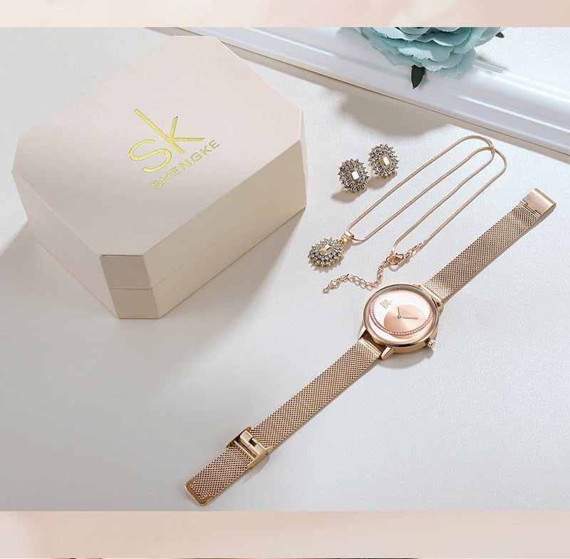 Shengke K0088 Jewelry Set (Earings, Necklace & Watch) - Rose Gold Heb2cd5aed9114a6bafda1a2485af31b1q