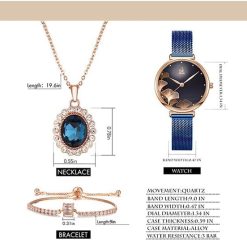Alternative view of Shengke K0139 Jewelry Set (Bracelet, Necklace & Watch) - Blue