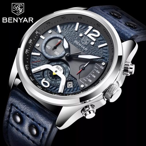 Benyar 5171 Mens Chrongraph Watch - Blue - Image 2