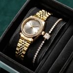 Alternative view of Shengke K0156 Jewelry Set (Earings, Necklace & Bracelet) - Gold