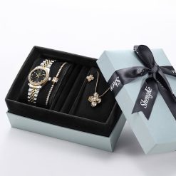 Shengke K0156 Jewelry Set (Earings, Necklace & Bracelet) - Silver