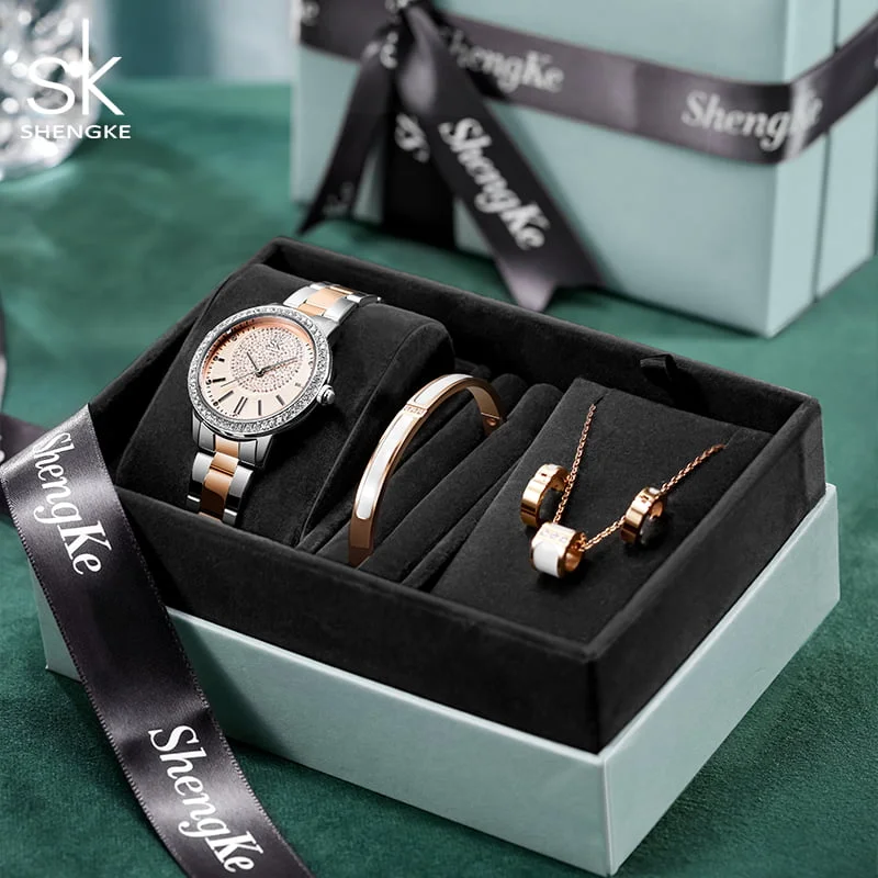 Alternative view of Shengke K0075 Jewelry Set (Earings, Bracelet & Necklace) - Silver