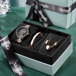 Alternative view of Shengke K0075 Jewelry Set (Earings, Bracelet & Necklace) - Black
