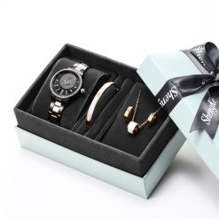 Shengke K0075 Jewelry Set (Earings, Bracelet & Necklace) - Black