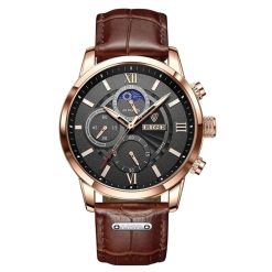 Lige 8932 Mens Chronograph Watch - Brown/Black