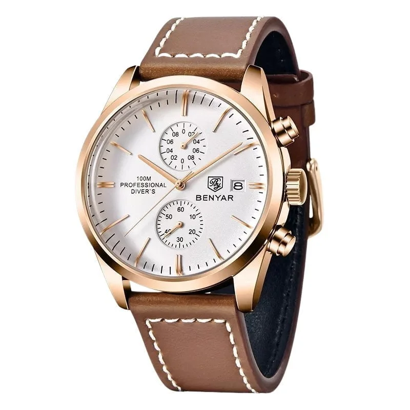 Benyar 5187 Mens Chronograph Watch - Brown