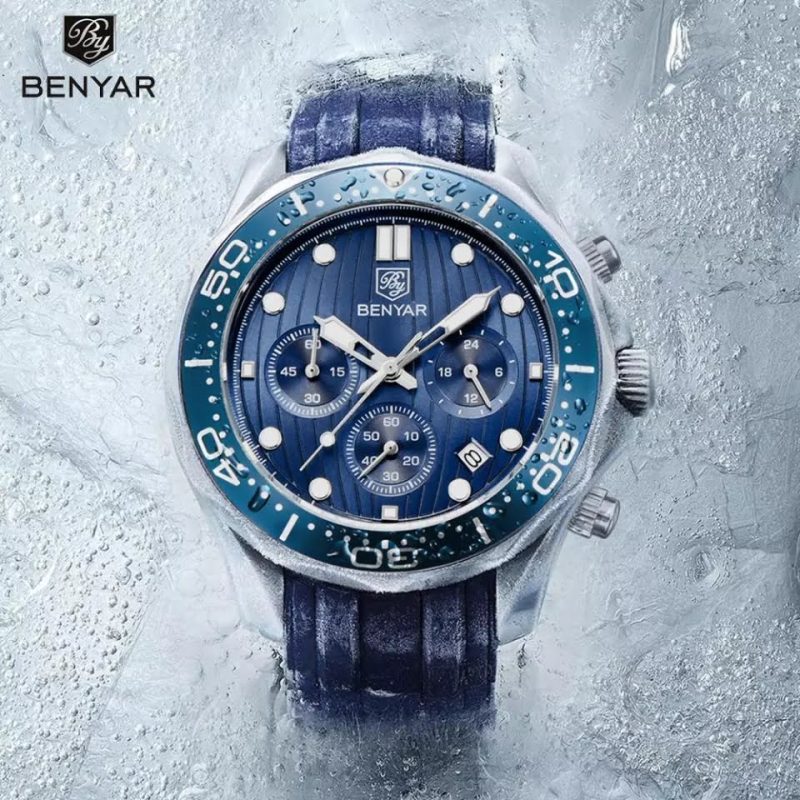 Benyar 5164 Mens Chronograph Watch - Blue/Silver 10024456732043780611