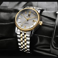 Benyar 5144 Mens Automatic Self-Wind Mechanical Watch - Silver/Gold 14876482771912392782