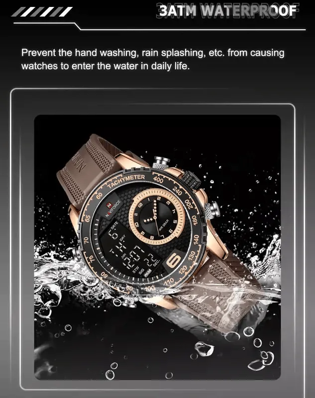 Alternative view of Naviforce 9199 Mens Analog/Digital Watch - Brown