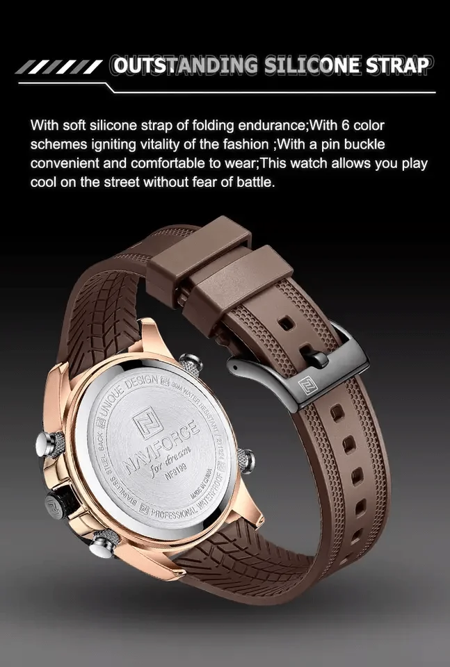 Naviforce 9199 Mens Analog/Digital Watch - Brown | Vivid Nuance Naviforce 9199 Mens Analog/Digital Watch - Brown | Vivid Nuance