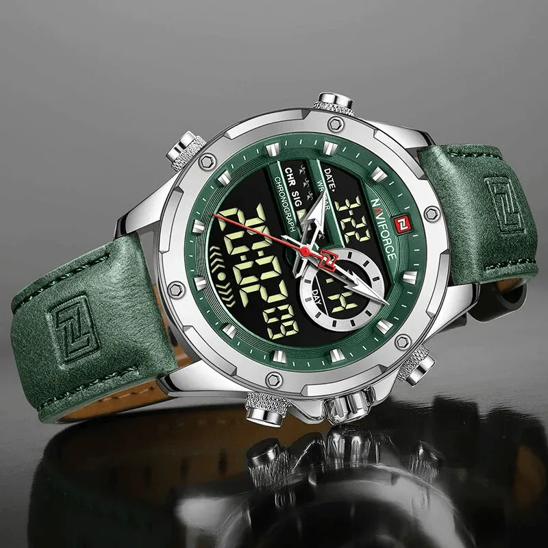 時計 no.14 Naviforce 9208 Mens Analog/Digital Watch - Green | Vivid Nuance