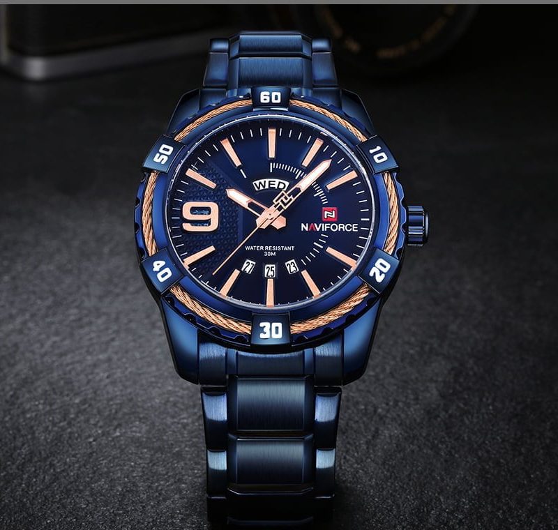 Naviforce 9117 Mens Stainless Steel Watch - Blue HTB1mP.ZjY1YBuNjSszeq6yblFXas