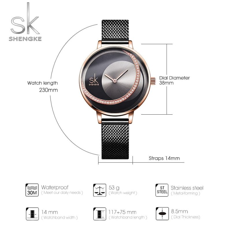 Shengke K0088 Womens Watch - Black 5 1