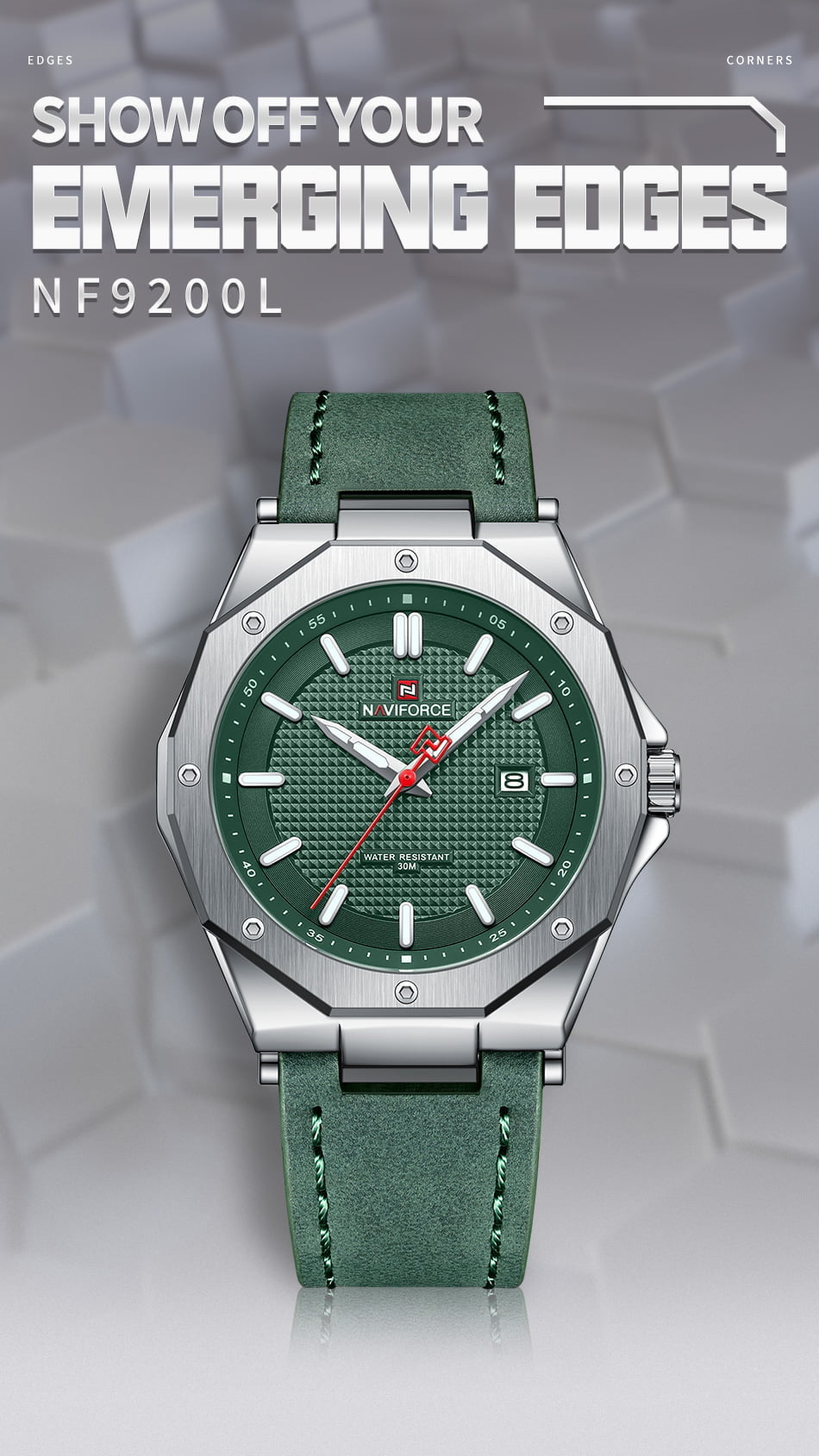 Naviforce 9200 Mens Chronograph Watch - Green Naviforce 9200 Mens Chronograph Watch - Green - Image 2