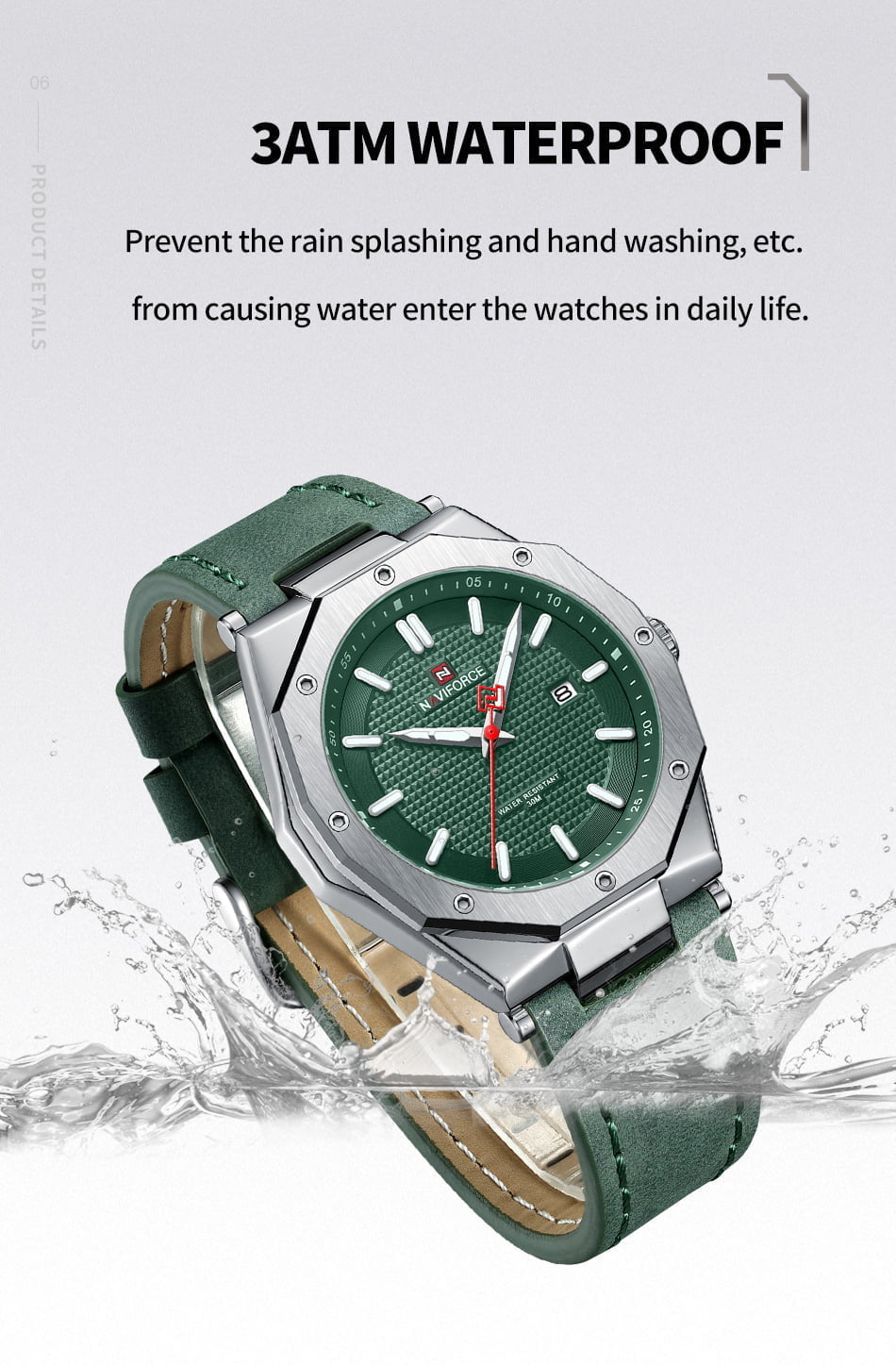 Naviforce 9200 Mens Chronograph Watch - Green Naviforce 9200 Mens Chronograph Watch - Green - Image 3