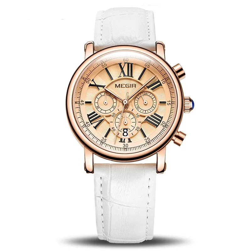 Megir 2058 Womens Chronograph Watch - White