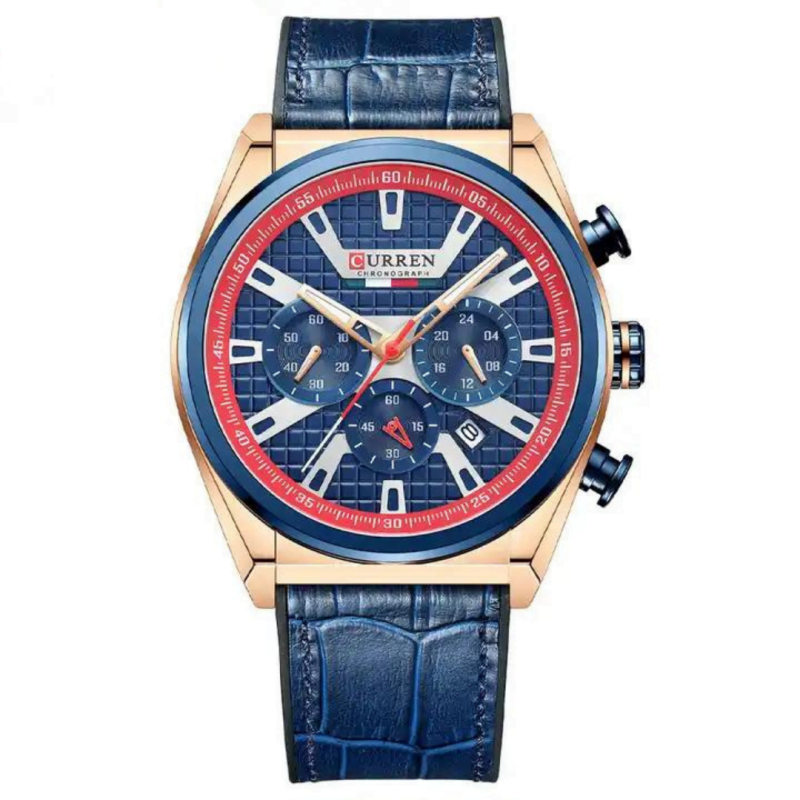 Curren 8392 Mens Chronograph Watch - Blue/Gold