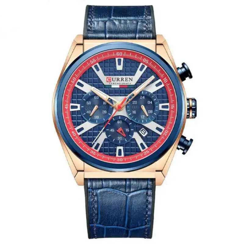 Curren 8392 Mens Chronograph Watch - Blue/Gold