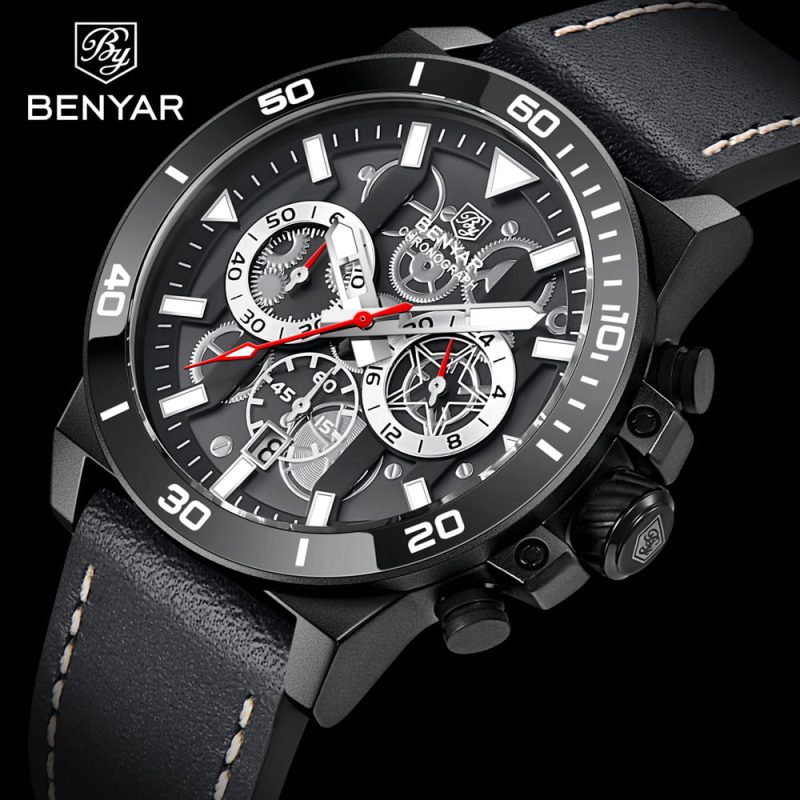 Benyar 5197 Mens Chronograph Watch - Black 0 1