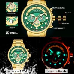 Megir 2223 Mens Chronograph Watch - Gold IMG 1867