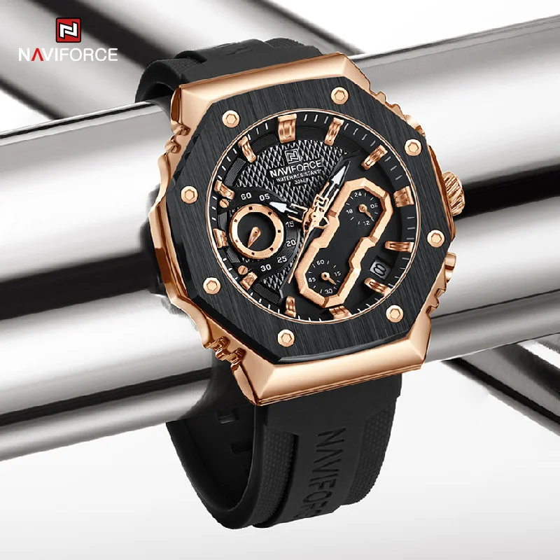 Naviforce 8035 Mens Chronograph Watch - Black - Image 2