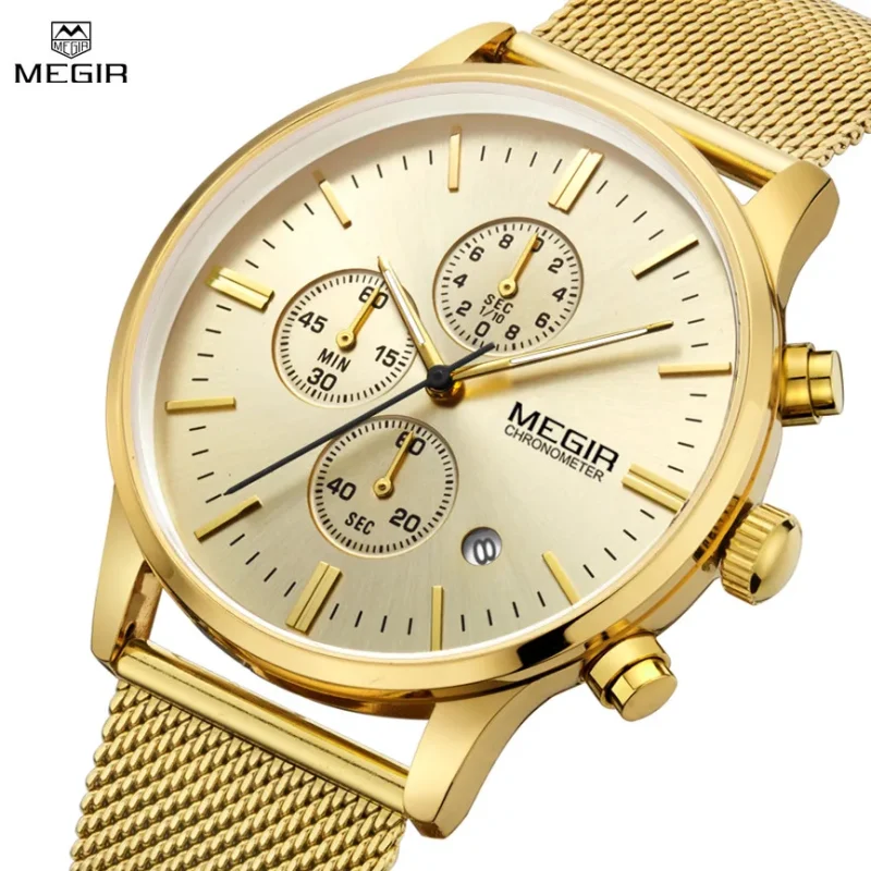 Megir 2011 Mens Watch - Gold 1