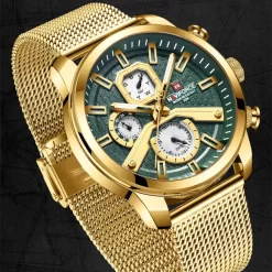 Alternative view of Naviforce 9211 Mens Chronograph Mesh Watch - Gold