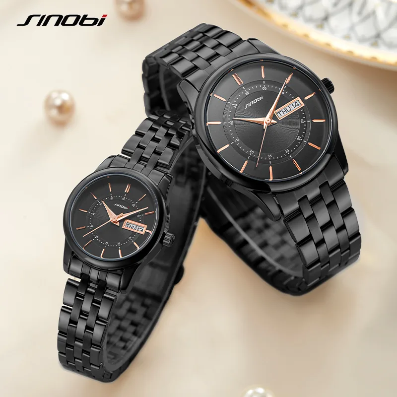 Alternative view of Sinobi 9832 Couples Watch - Black