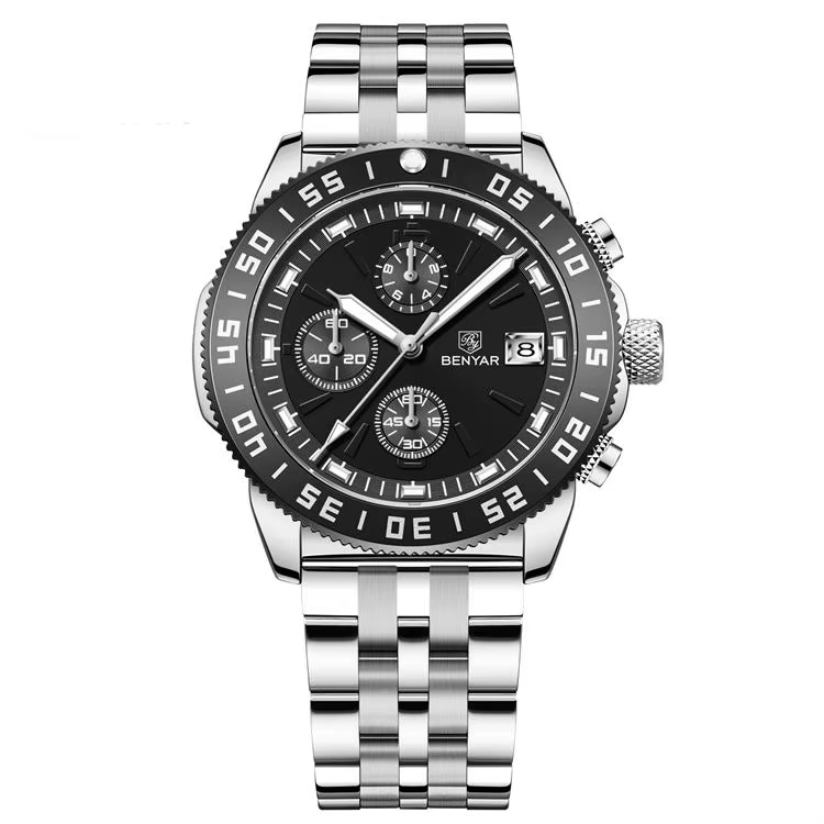 Benyar 5198 Mens Chronograph Watch - Silver
